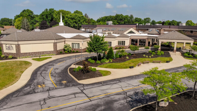 Aerial view of Faith Church East Campus in Lafayette, Indiana