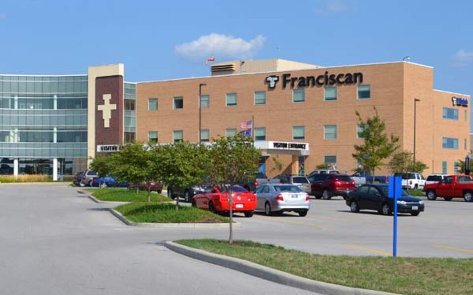 Franciscan Health hospital exterior in Lafayette