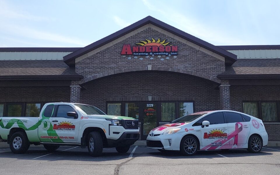 JL Anderson Heating and Cooling office and service vehicles in Lafayette