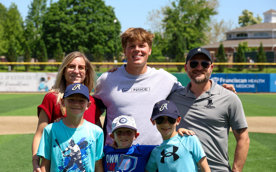Lafayette Aviators players and families together at Loeb Stadium