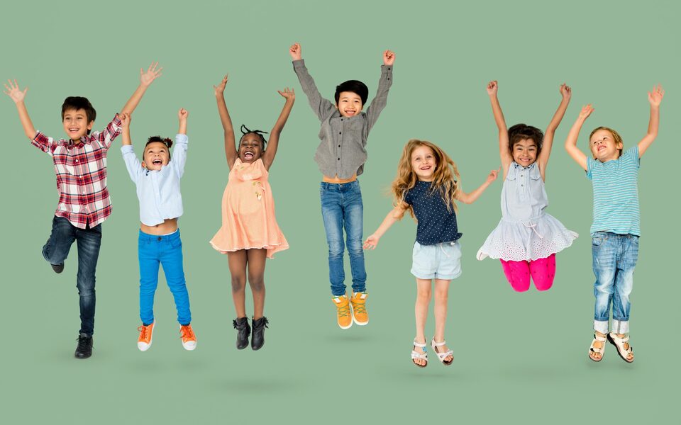 Children jumping together at a Lafayette Family YMCA program