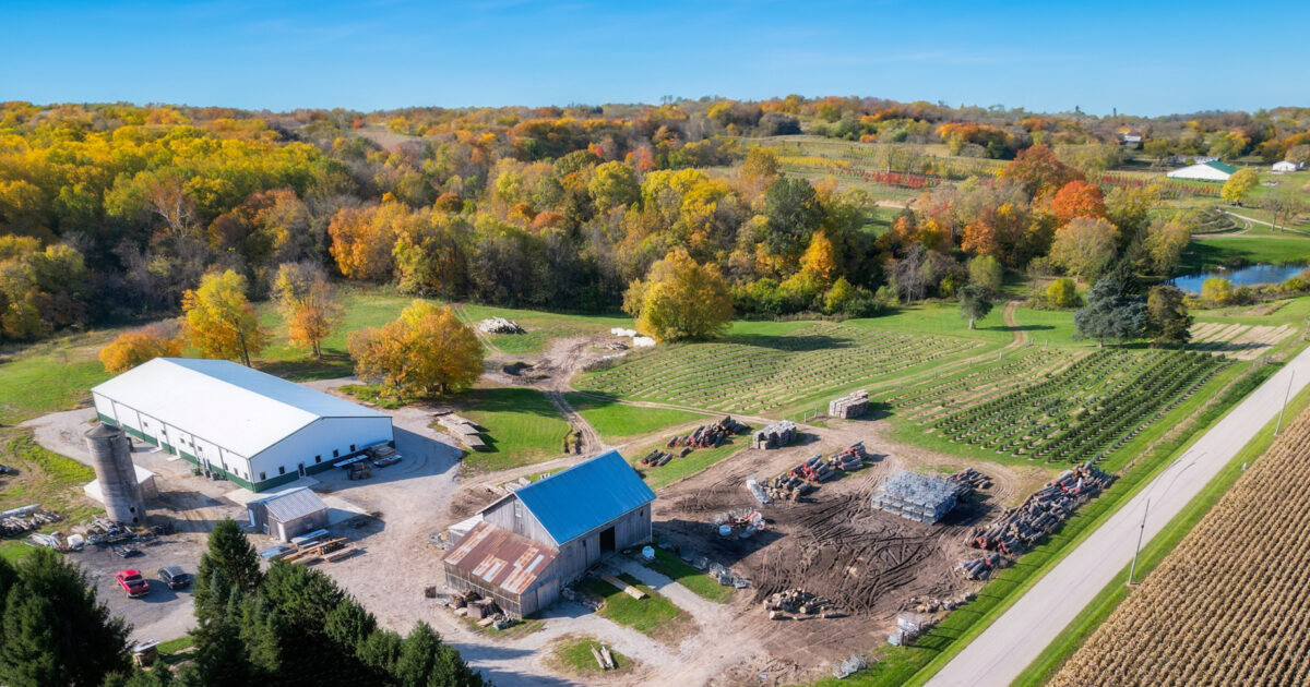 Aerial view of the Restoration nursery and work grounds near Lafayette, Indiana
