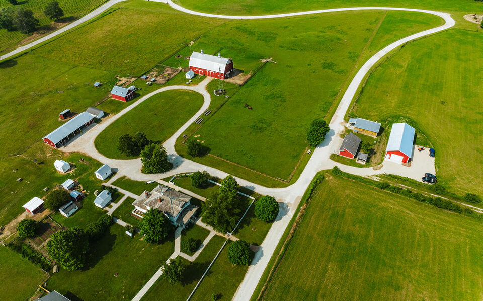 Aerial view of The Farm at Prophetstown in Battle Ground